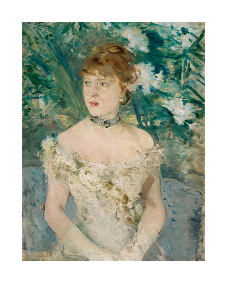 strapless open back dress Young woman with a pink shoe (Portrait of Berthe Morisot) by Edouard Manet