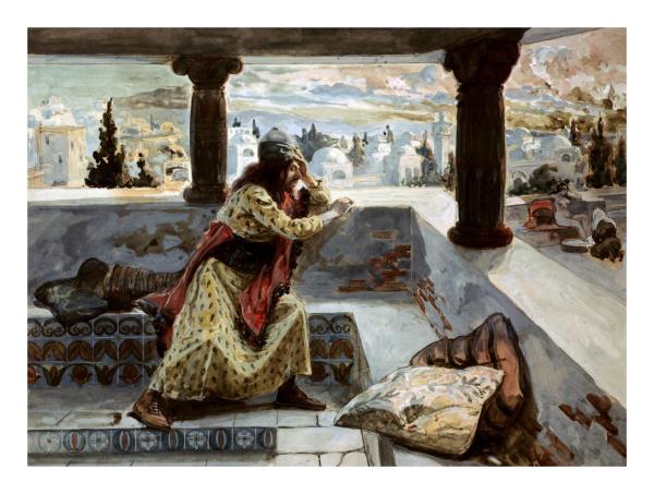 David Sees Bath Sheba Bathing by James Tissot Paper Print