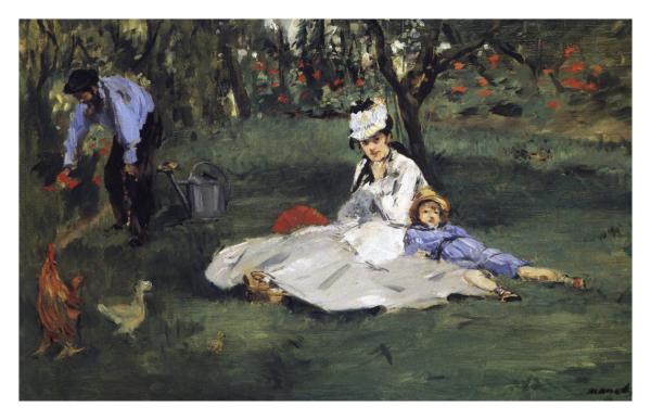 Monet Family in their Garden by Edouard Manet | Paper Print