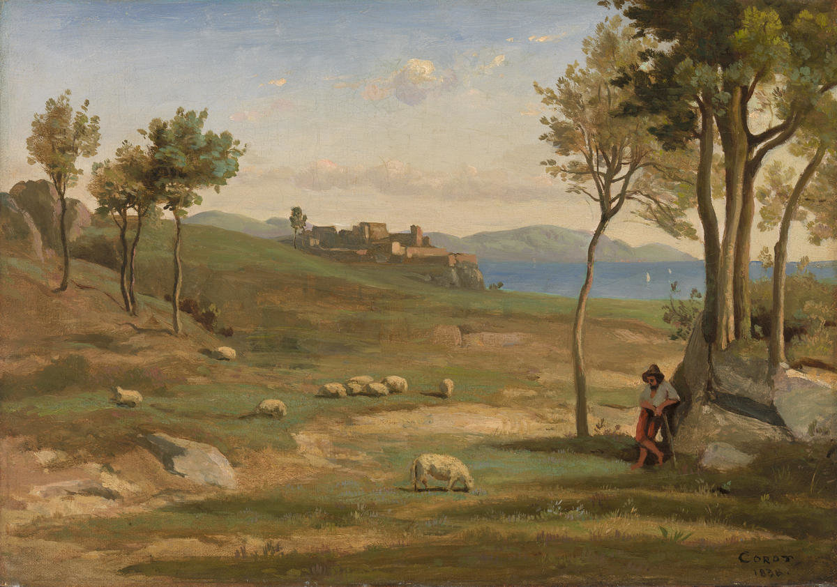 JEAN-BAPTISTE-CAMILLE COROT、海外版、超希少レゾネ Italian Landscape, 1838 by Jean-Baptiste-Camille Corot - Paper