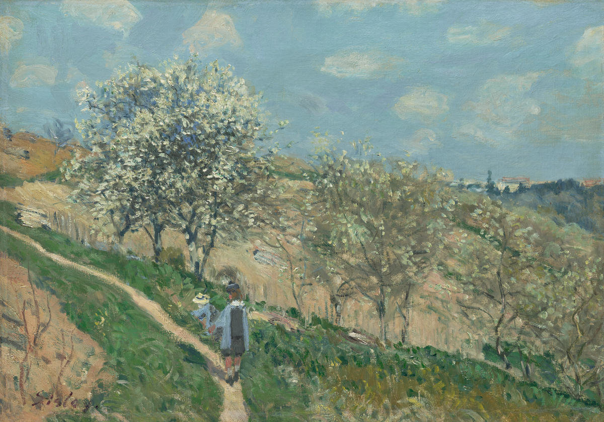 Landscape (Spring at Bougival), c. 1873 by Alfred Sisley - Paper