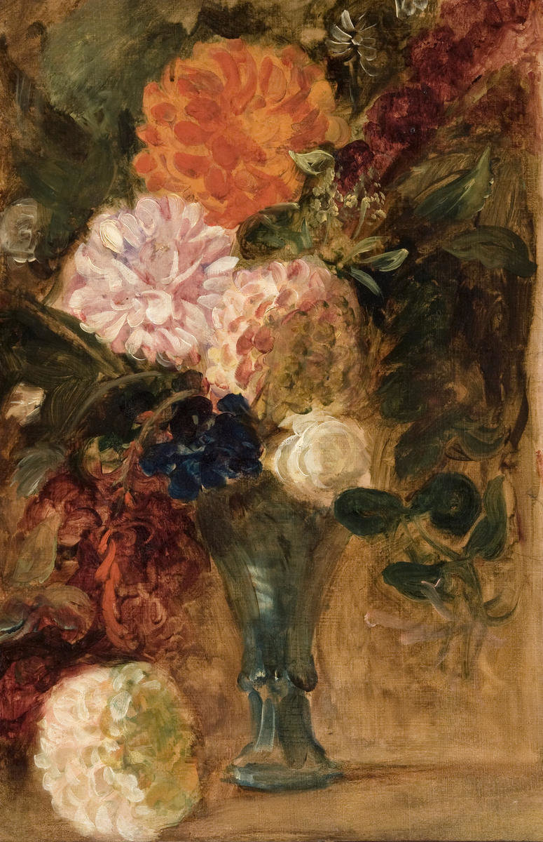 Still Life with Dahlias, c. 1833 by Eugène Delacroix - Paper Print