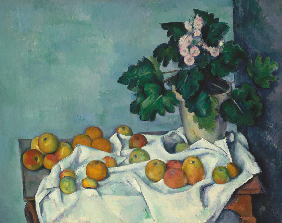 Still Life with Apples and a Pot of Primroses by Paul Cézanne