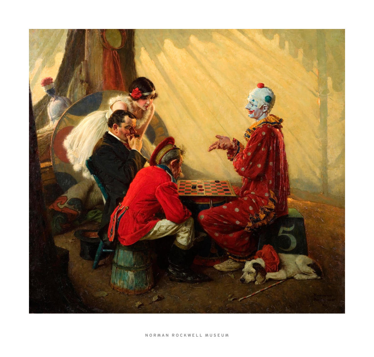 Checkers (Game with Circus Clown), 1928 by Norman Rockwell - Paper