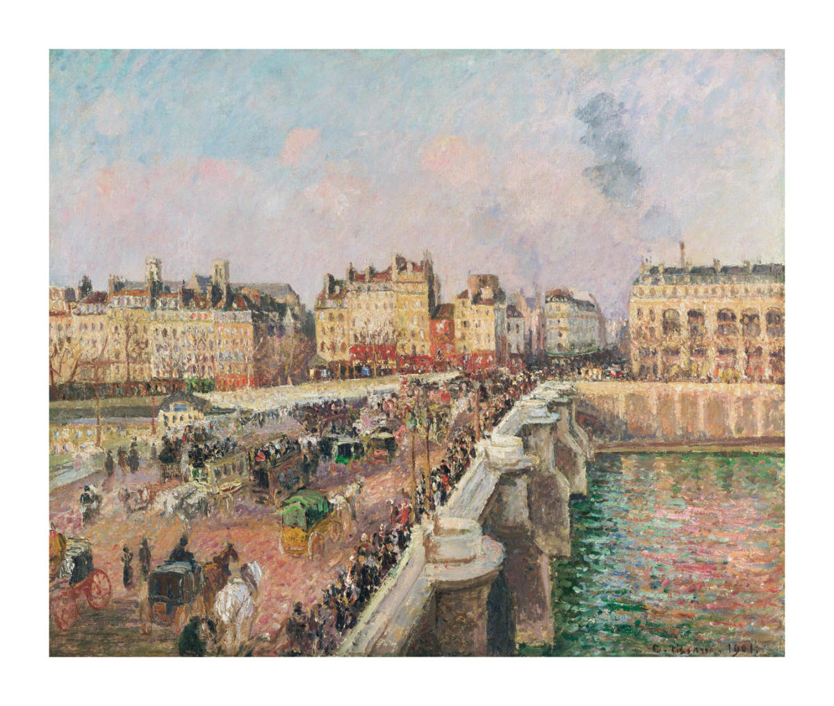 Vintage Pont Neuf Paris Watercolor Painting Signed M. Blouche Framed Goleta  CA