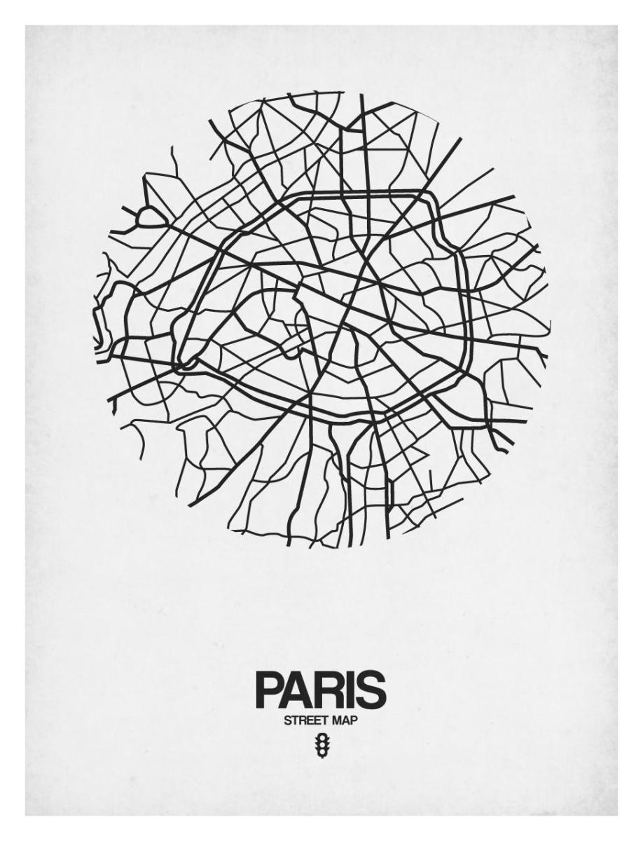 Paris Street Map White By Naxart Studio Canvas Print At Naxart Com