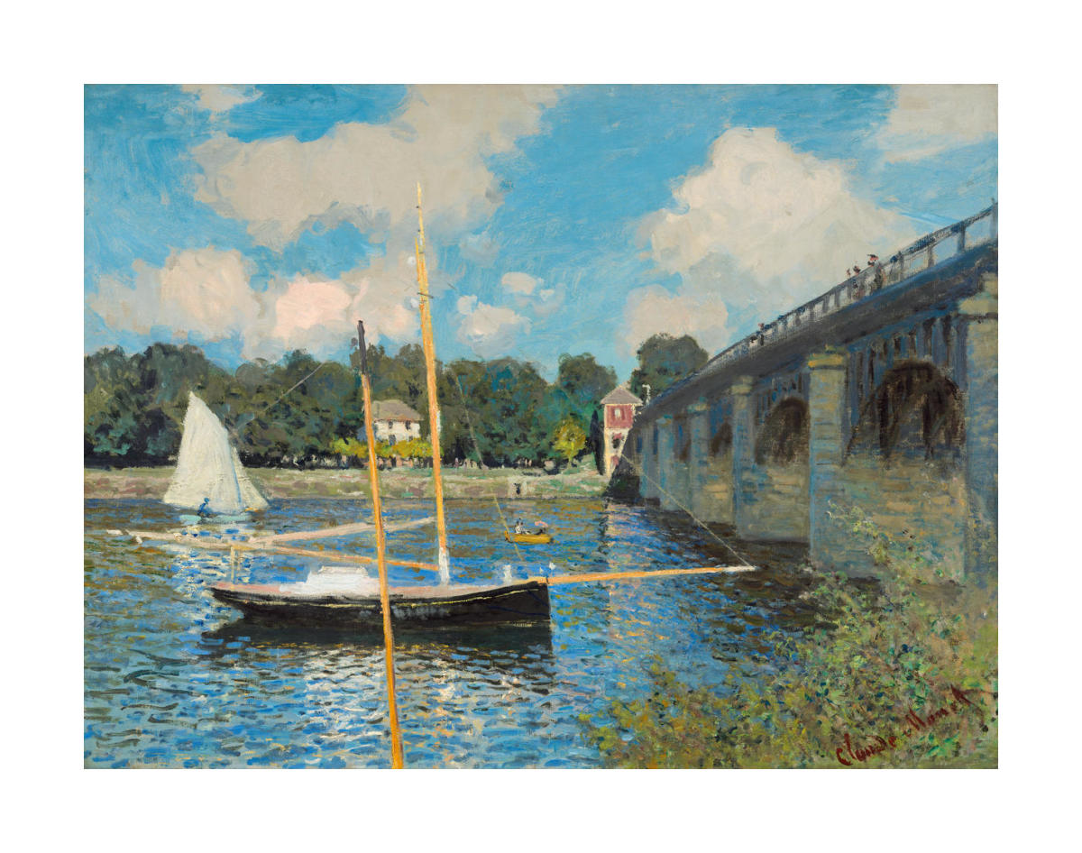 Claude Monet The Bridge at Argenteuil 1874 Reproduction Digital Print Paris Sailboats Landscape