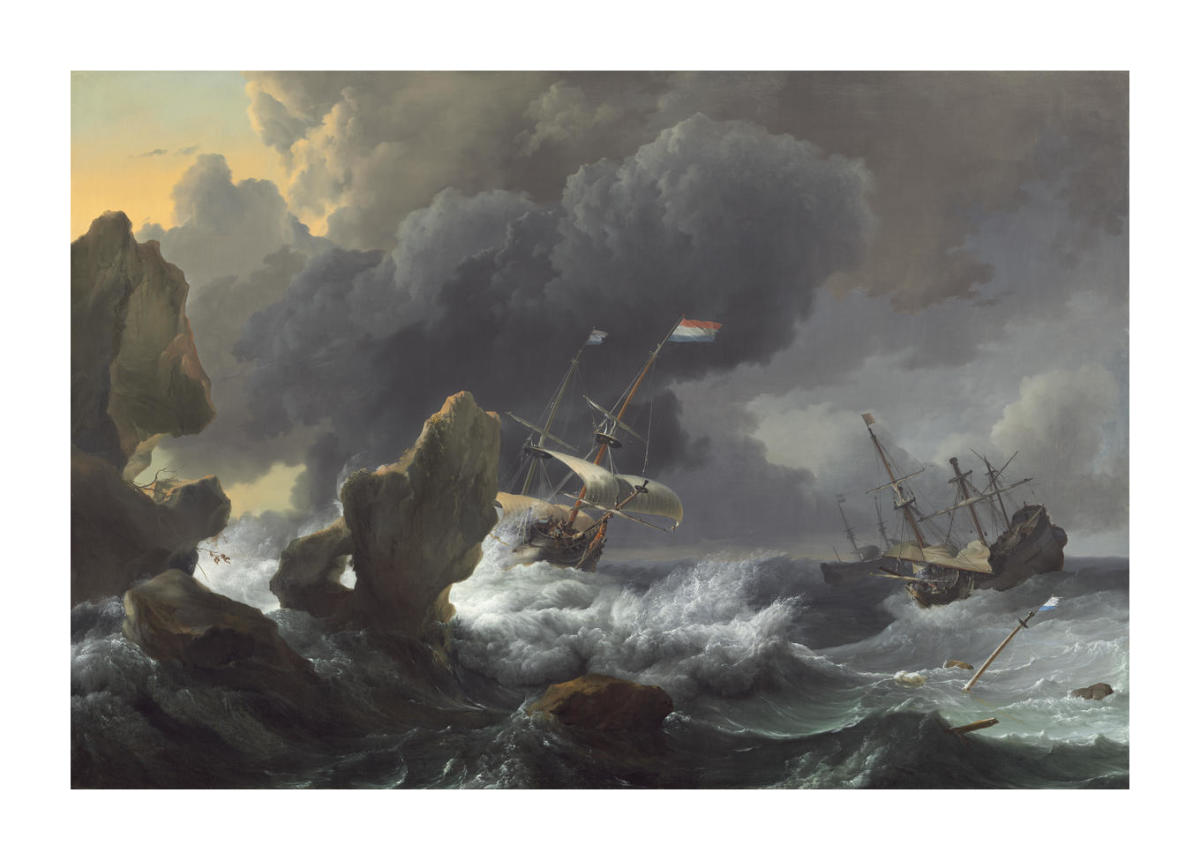 Ships in Distress off a Rocky Coast, 1667 by Ludolf Backhuysen