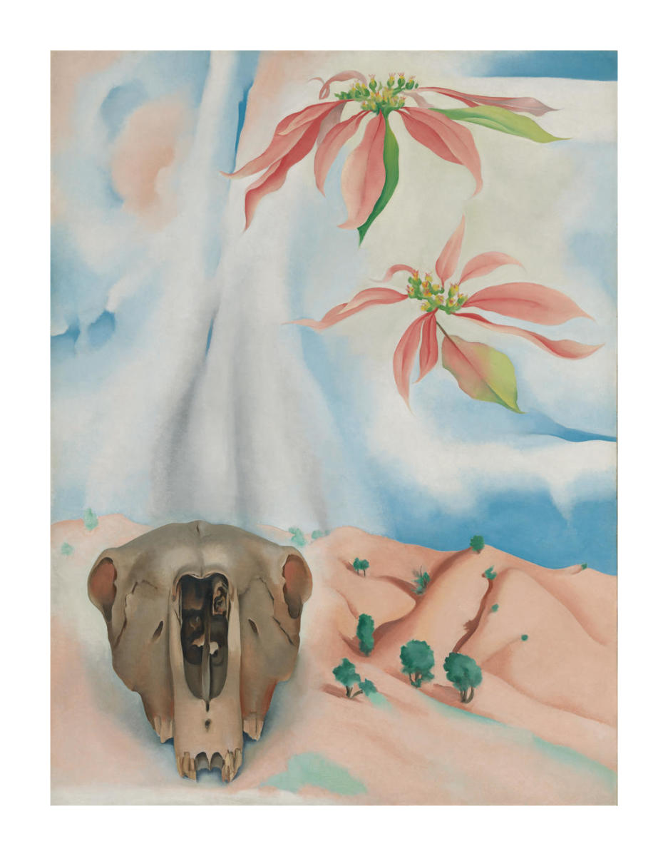 Mule's Skull with Pink Poinsettia, 1936 by Georgia O'Keeffe