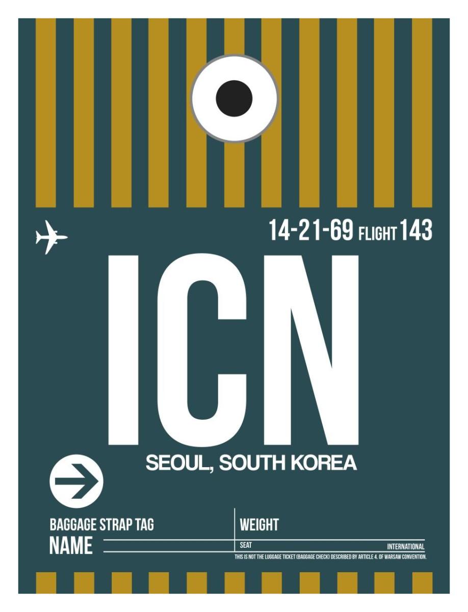 ICN Seoul Luggage Tag II by NAXART Studio - Canvas Print at