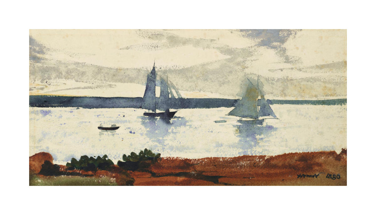 【最安値通販】Winglow Homer(1834-1910)のSailing the Catboat（模写） 自然、風景画