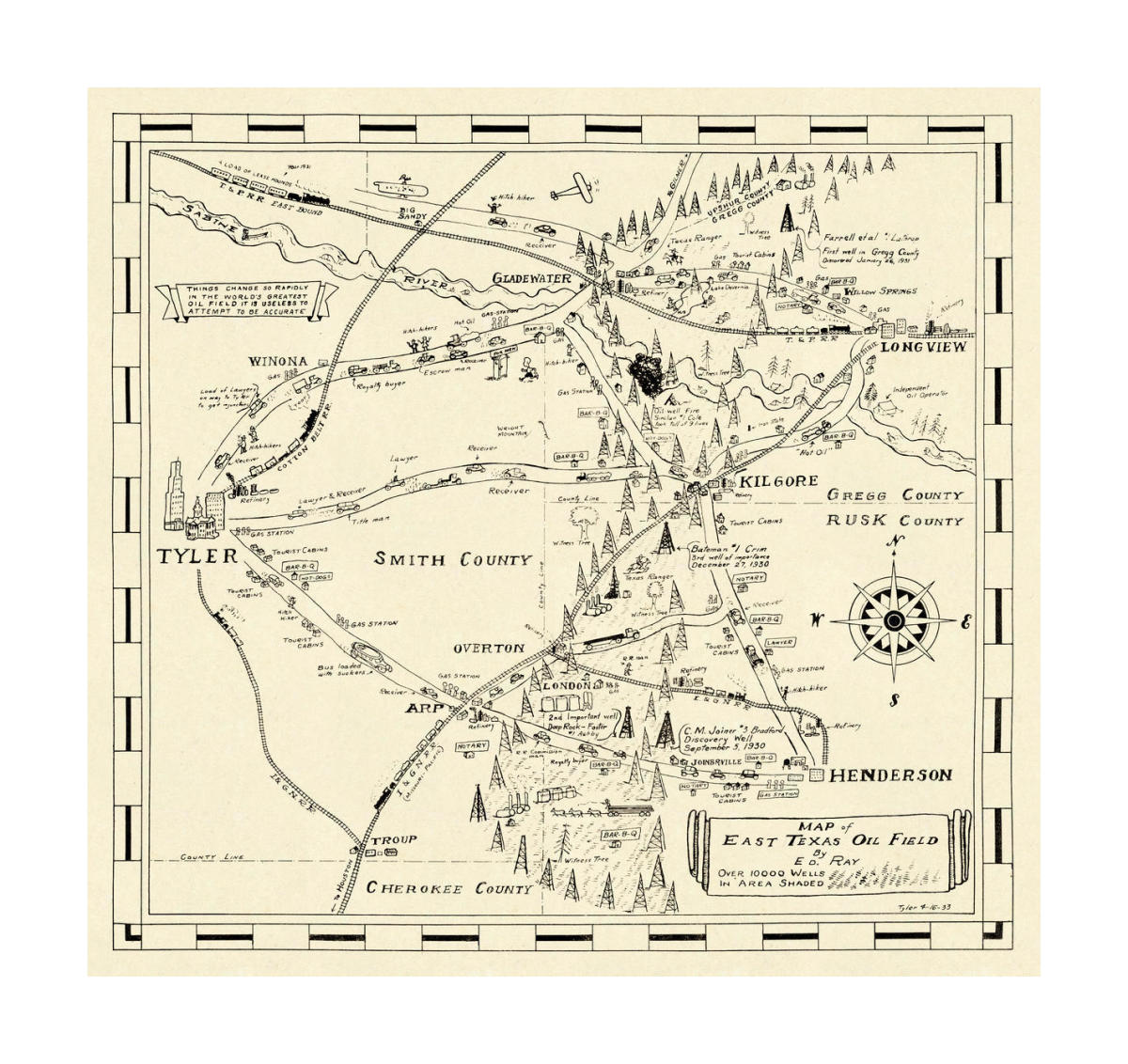 Map Of Texas Oil Fields E.D. Ray Map of East Texas Oil Field, 1933 | Bullock Museum Gift Shop