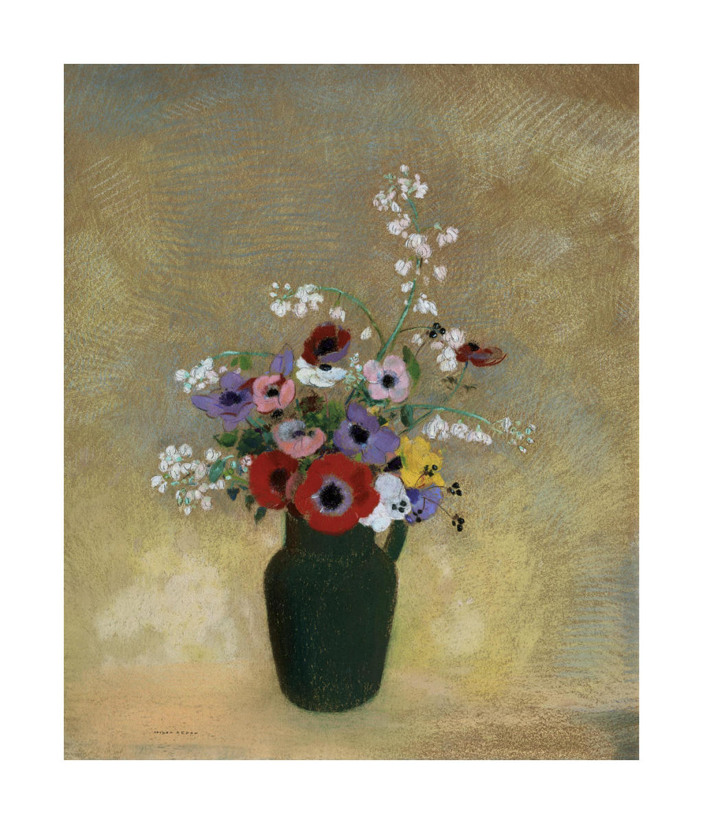 Large Green Vase with Mixed Flowers, 1910-12 by Odilon Redon