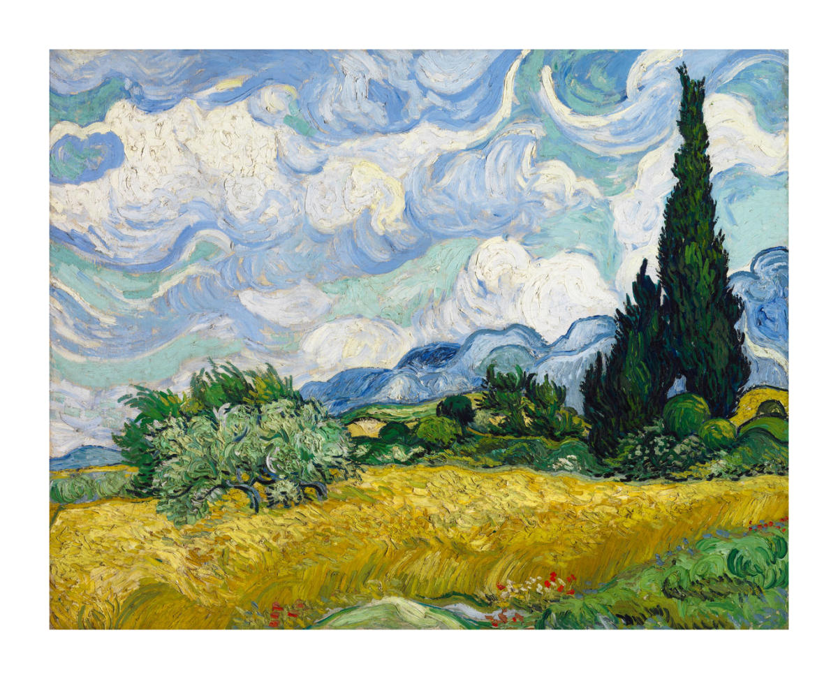 Art Van Gogh Wheatfield Cypresses tree Vivid Mural Ceramic Backsplash Tile #2308 
