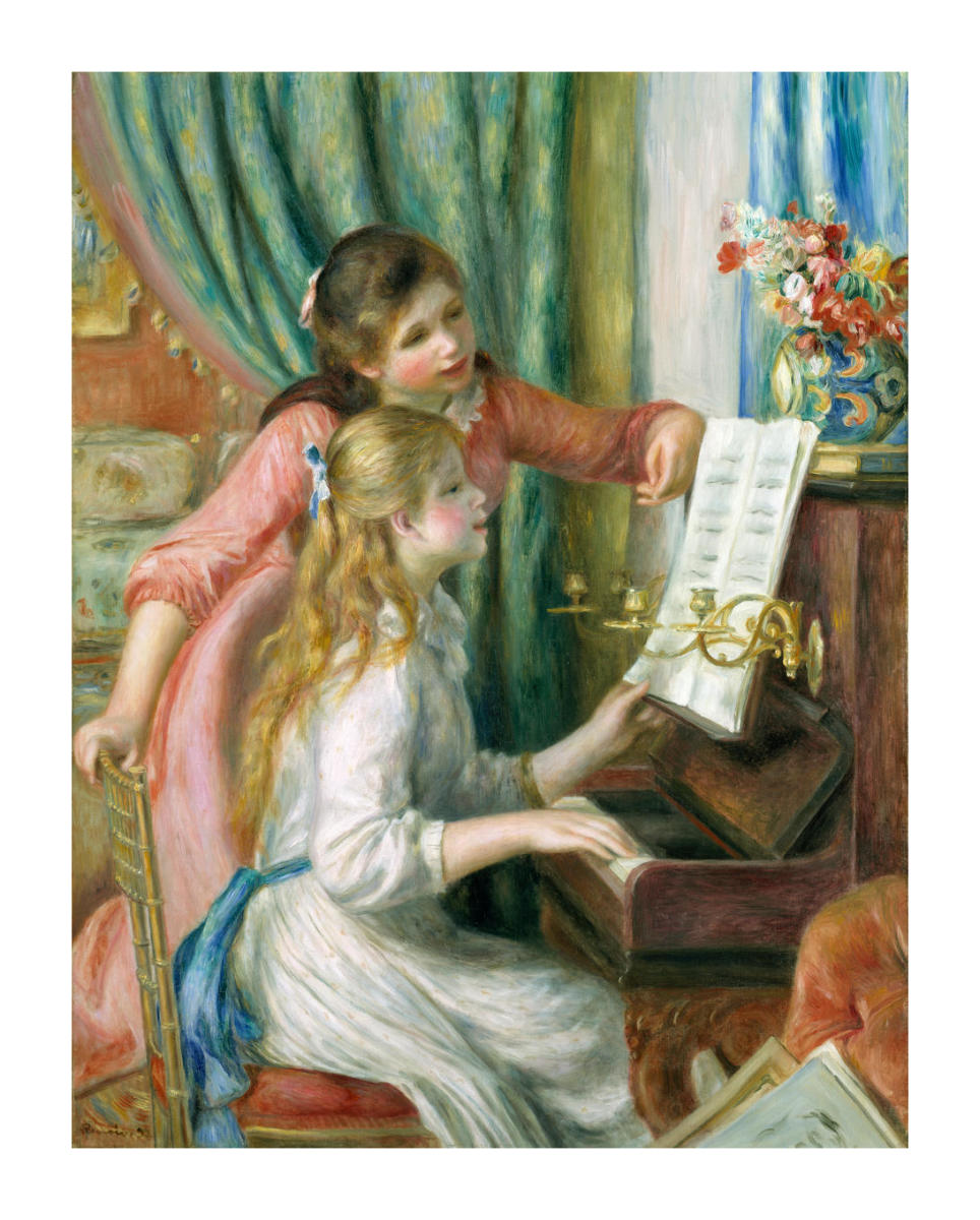 little girl playing piano painting