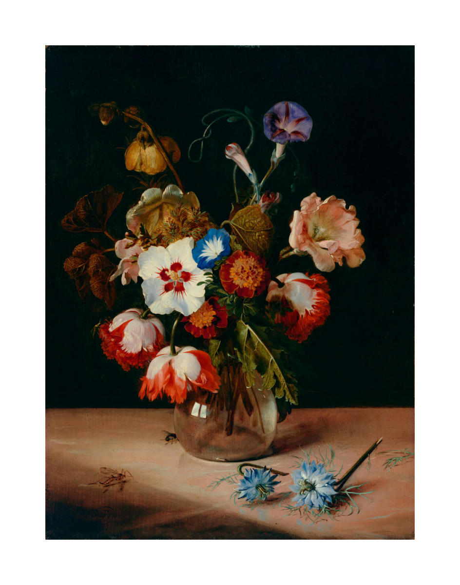 Still life(midium) フランス　花瓶 Flowers in a Glass Vase, 1671 by Dirck de Bray - Paper Print
