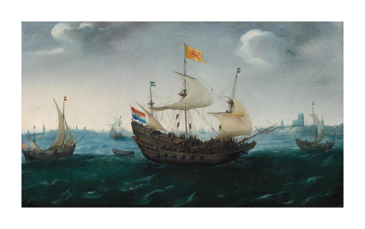 A Fleet at Sea, 1614 by Hendrick Cornelisz Vroom - Paper Print