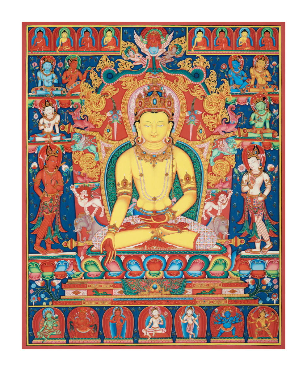 The yellow 'Jewel-born Buddha' with attendant deities, 2006 by