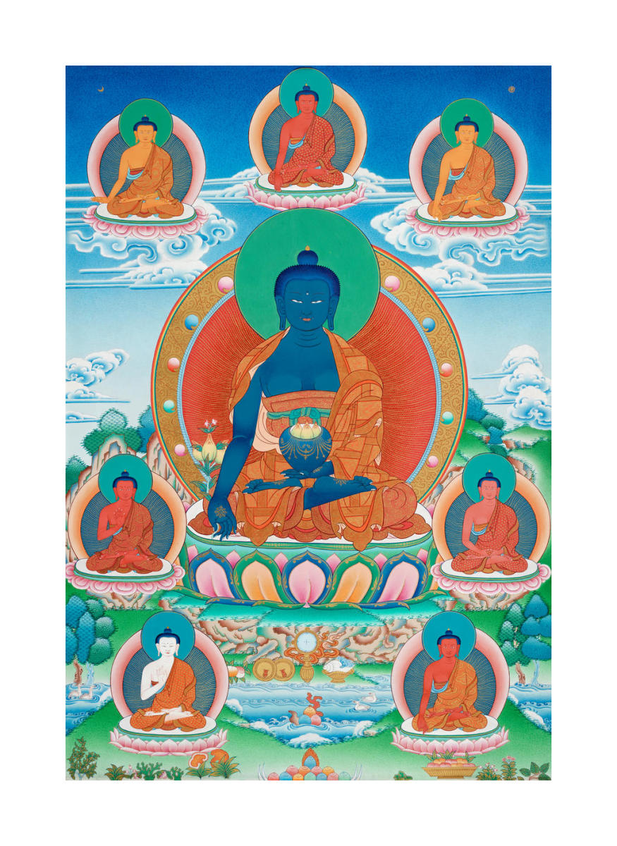 Eight Medicine Buddhas, 2007 by Sunlal Ratna Tamang - Paper Print