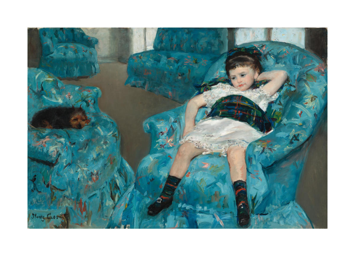 Little Girl in a Blue Armchair, 1878 by Mary Cassatt - Paper Print