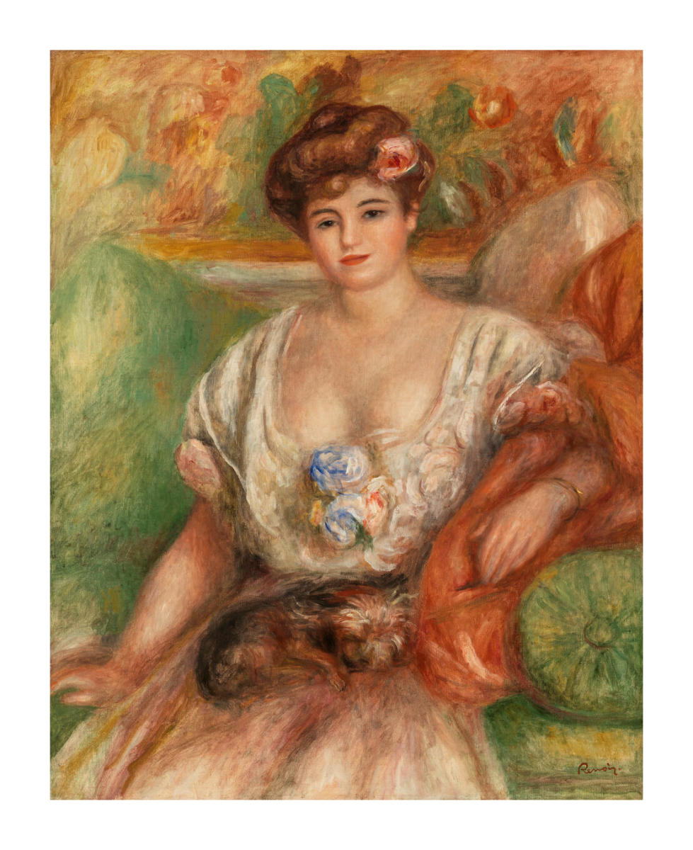 Portrait of Misia Sert (Jeune femme au griffon), 1907 by Pierre-Auguste  Renoir - Paper Print - Barnes Custom Print Shop - Custom Prints and Framing  From the The Barnes Foundation