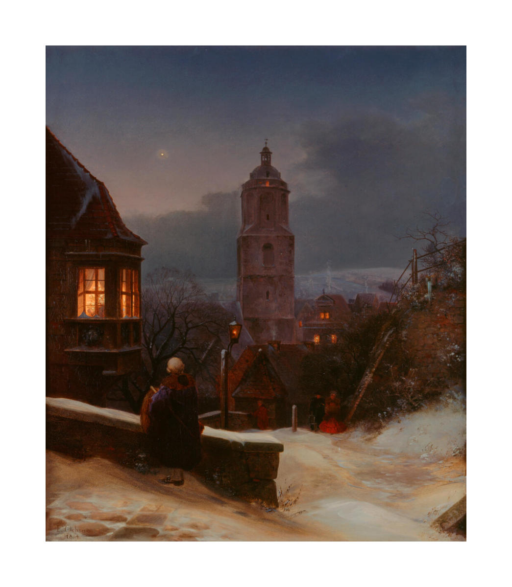Meissen in Winter, 1854 by Ernst Ferdinand Oehme - Paper Print