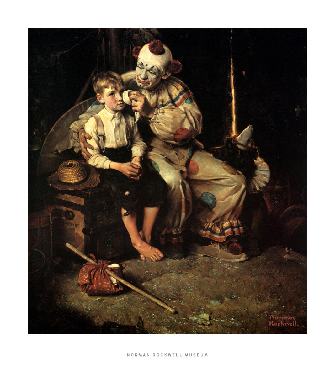 Runaway Boy and Clown, 1922 by Norman Rockwell - Paper Print