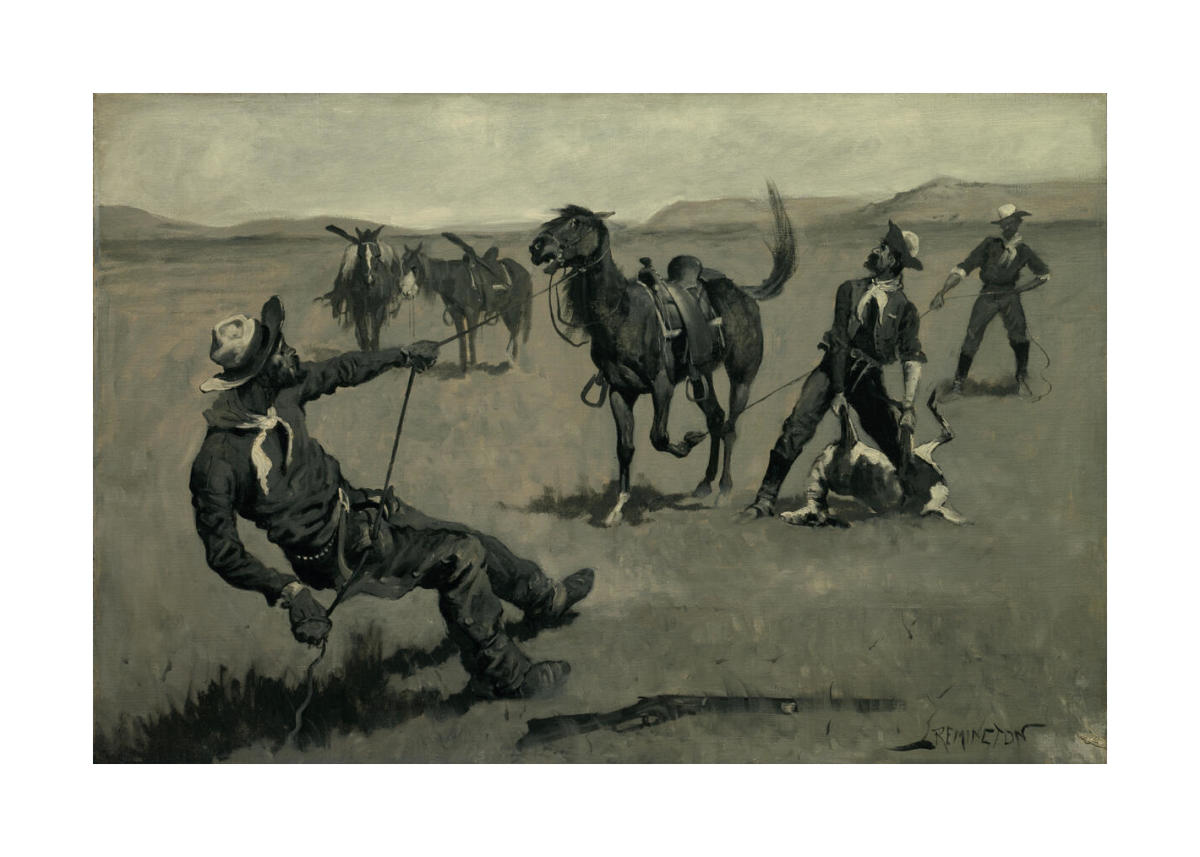 Teaching a Mustang Pony to Pack Dead Game, ca. 1890 by Frederic