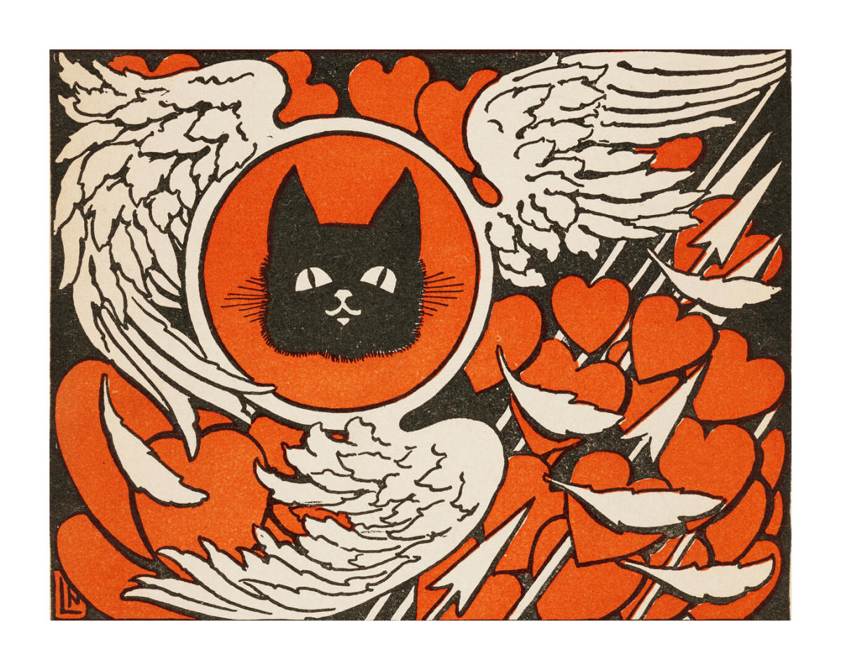 The Black Cat magazine, cover art, detail, February 1900 by Nelly