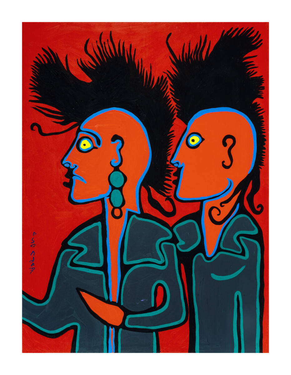 Punk Rockers Nancy and Andy, 1989 by Norval Morrisseau - Paper